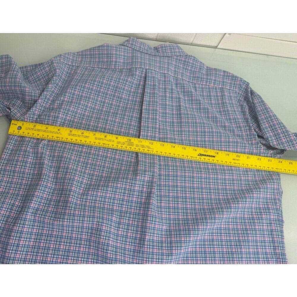 Polo Ralph Lauren Men Shirt Large L Madras Button UP Long Sleeve Blue Pink - Picture 6 of 8